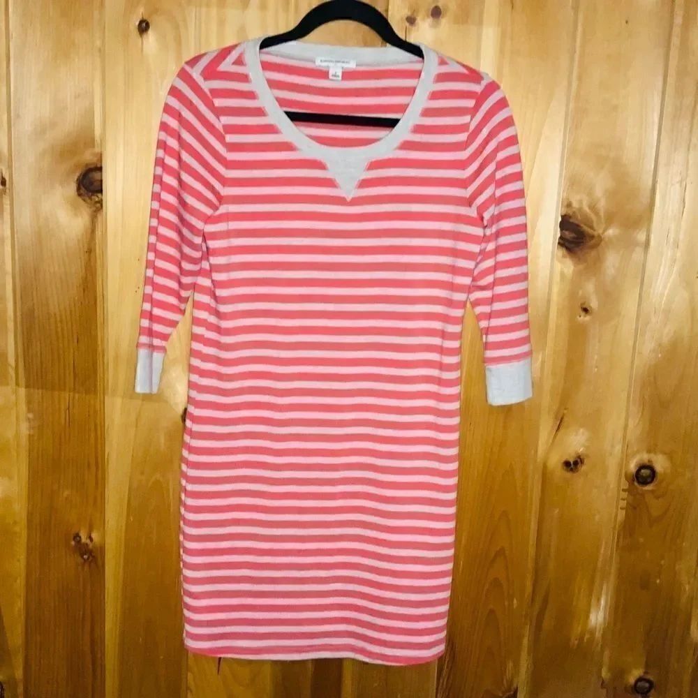Banana Republic coral/gray striped knit dress sz S